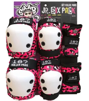 187 PAD SET PINK CHEETAH - JUNIOR (KNEES,ELBOWS & WRISTS)