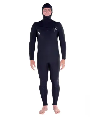 4/3Mm Hooded Chestzip Full Wetsuit - Black