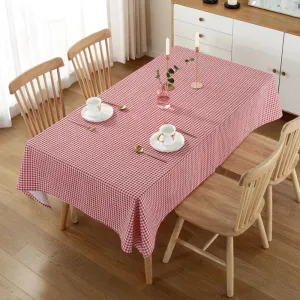 HG-191 Red Plaid Rectangular Tablecloth Cotton Linen Fabric Table Cloth