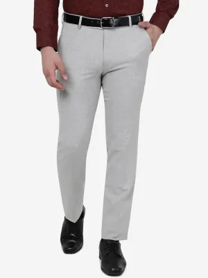 Light Grey Solid Slim Fit Formal Trouser | JB Studio