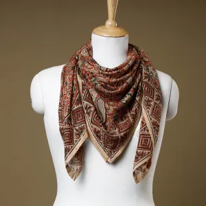 Orange - Original Pedana Kalamkari Block Printed Cotton Scarf