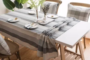 Tablecloth Striped Cotton Linen Material Dustproof Rectangular Tablecloth